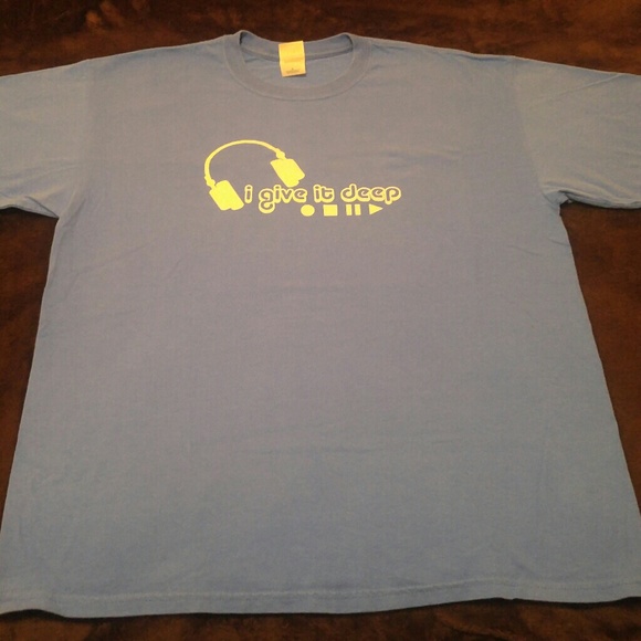 XL Light blue "I give it deep" DJ T-Shirt - Picture 2 of 4